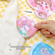 Load image into Gallery viewer, Portable Folding Round Fan With Handle Cartoon Mini Fan Comfortable Grip Fabric Smooth Edges Folding Hand Fan for Home