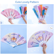 Load image into Gallery viewer, Portable Summer Folding Fan Cartoon Mini Fan Comfortable Grip Smooth Edges Folding Hand Fan for Home Students Kids