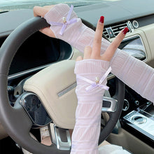Load image into Gallery viewer, Women Summer Sun Protection Sleeves Long Fingerless Gloves Lady Ice Silk Mesh Arm Sleeve Sunscreen UV Breathable Mitten