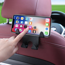 Load image into Gallery viewer, Multi-functional Car Seat Headrest Hook Carbon Fibre Pattern Phone Stand Durable Headrest Hanging Holder Car Rear Seat Storage Hanger
