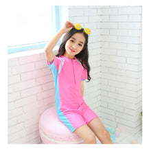 Load image into Gallery viewer, Children One-piece Short Sleeved Swimsuit Comfortable Breathable Sunscreen Swimsuit Swimming Water Sports Clothing