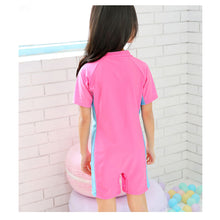 Load image into Gallery viewer, Children One-piece Short Sleeved Swimsuit Comfortable Breathable Sunscreen Swimsuit Swimming Water Sports Clothing