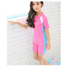 Load image into Gallery viewer, Children One-piece Short Sleeved Swimsuit Comfortable Breathable Sunscreen Swimsuit Swimming Water Sports Clothing