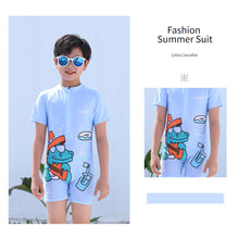 Load image into Gallery viewer, Children Cute Cartoon One-piece Short Sleeved Swimsuit Comfortable Breathable Swimsuit Swimming Water Sports Clothing