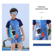 Load image into Gallery viewer, Children Cute Cartoon One-piece Short Sleeved Swimsuit Comfortable Breathable Swimsuit Swimming Water Sports Clothing