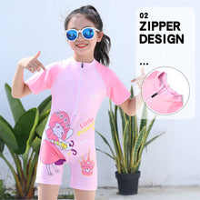 Load image into Gallery viewer, Children Cute Cartoon One-piece Short Sleeved Swimsuit Comfortable Breathable Swimsuit Swimming Water Sports Clothing