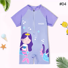 Load image into Gallery viewer, Children Cute Cartoon One-piece Short Sleeved Swimsuit Comfortable Breathable Swimsuit Swimming Water Sports Clothing