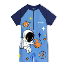 Load image into Gallery viewer, Children Cute Cartoon One-piece Short Sleeved Swimsuit Comfortable Breathable Swimsuit Swimming Water Sports Clothing