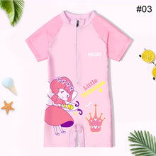 Load image into Gallery viewer, Children Cute Cartoon One-piece Short Sleeved Swimsuit Comfortable Breathable Swimsuit Swimming Water Sports Clothing