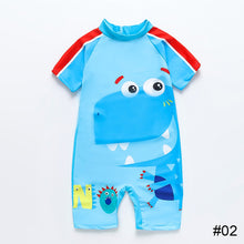 Load image into Gallery viewer, Children Cute Cartoon One-piece Short Sleeved Swimsuit Comfortable Breathable Quick-drying Swimsuit Swimming Beach Clothing