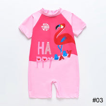 Load image into Gallery viewer, Children Cute Cartoon One-piece Short Sleeved Swimsuit Comfortable Breathable Quick-drying Swimsuit Swimming Beach Clothing