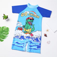 Load image into Gallery viewer, Children Cute Cartoon One-piece Short Sleeved Swimsuit Comfortable Breathable Quick-drying Swimsuit Swimming Beach Clothing