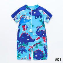 Load image into Gallery viewer, Children Cute Cartoon One-piece Short Sleeved Swimsuit Comfortable Breathable Quick-drying Swimsuit Swimming Beach Clothing