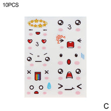 Load image into Gallery viewer, 10Sheets Cute Face Expressions Sticker Waterproof PVC Sticker for DIY Nano Tape Bubble Decoration Sticker for Bottle Thermal Mug Cup