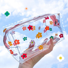 Load image into Gallery viewer, Ins Cute Flower Transparent Pencil Case Large Capacity Make Up Bag Plastic PVC Case Large Storage Bag