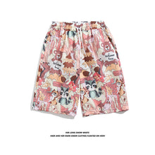Load image into Gallery viewer, Summer Seaside Vacation Floral Shorts Men's Five-quarter Pants Casual Large Size Hawaiian Shorts Loose Beach Pants - Cartoon Style