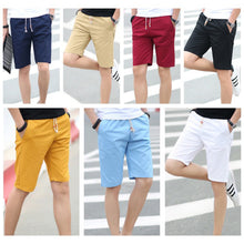 Load image into Gallery viewer, Cotton Men Lace-Up Shorts Classic Solid Color Sports Casual Medium Pants Multi-Color Fashion Trend Men's Wear