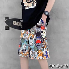 Load image into Gallery viewer, Summer Cartoon Graffiti Beach Pants Men Outer Wear Thin Style Loose Casual Medium Pants Running Fitness Sports Pants Fashion Hip Hop Tide Cool Men's Clothes