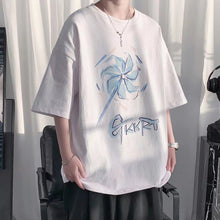 Load image into Gallery viewer, Men Summer Windmill Alphabet Print Short Sleeve Oversize Crew Neck Everything Match Five-Point Sleeve T-Shirt Fashion Simple Youth Trend Men's Clothes