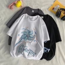 Load image into Gallery viewer, Men Summer Windmill Alphabet Print Short Sleeve Oversize Crew Neck Everything Match Five-Point Sleeve T-Shirt Fashion Simple Youth Trend Men's Clothes