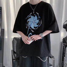Load image into Gallery viewer, Men Summer Windmill Alphabet Print Short Sleeve Oversize Crew Neck Everything Match Five-Point Sleeve T-Shirt Fashion Simple Youth Trend Men's Clothes