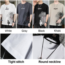 Load image into Gallery viewer, Summer Men's Thin Short Sleeve Trend Ink Style Half Sleeve Casual Fashion T-Shirt Handsome Crew Neck Printed Top