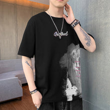 Load image into Gallery viewer, Summer Men's Thin Short Sleeve Trend Ink Style Half Sleeve Casual Fashion T-Shirt Handsome Crew Neck Printed Top