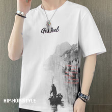 Load image into Gallery viewer, Summer Men's Thin Short Sleeve Trend Ink Style Half Sleeve Casual Fashion T-Shirt Handsome Crew Neck Printed Top