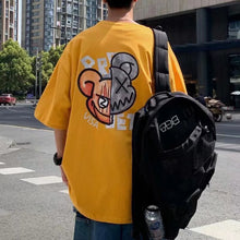 Load image into Gallery viewer, Cartoon Print Summer Men's Short Sleeve Loose Plankton Handsome Half Sleeve Fashion Trend Bear Head Top