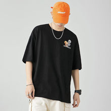 Load image into Gallery viewer, Cartoon Print Summer Men's Short Sleeve Loose Plankton Handsome Half Sleeve Fashion Trend Bear Head Top