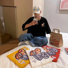 Load image into Gallery viewer, Cartoon Print Summer Men's Short Sleeve Loose Plankton Handsome Half Sleeve Fashion Trend Bear Head Top