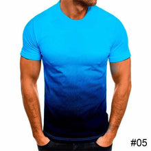 Load image into Gallery viewer, Men's Summer Polyester T-shirt Casual Gradient Round Neck T-shirt Comfortable Breathable Short Sleeve Top T-shirt