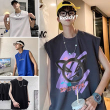 Load image into Gallery viewer, Sleeveless T-shirt Men's Fashion Men's Loose Versatile Sweatshirt Large Tank Top Men Vest