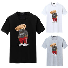 Load image into Gallery viewer, Cartoon Bear Printed Short Sleeve T-shirt Summer Men's Round Neck T-shirt Versatile Men's Underlay Shirt