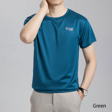 Load image into Gallery viewer, Summer Men's Quick Drying T-shirt Round Neck Fashionable Sports Fitness Running Men's Ice Thin Elastic Sweat Absorbing Suit