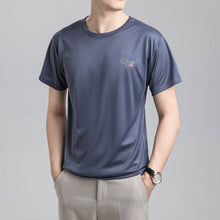 Load image into Gallery viewer, Summer Men's Quick Drying T-shirt Round Neck Fashionable Sports Fitness Running Men's Ice Thin Elastic Sweat Absorbing Suit