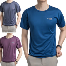 Load image into Gallery viewer, Summer Men's Quick Drying T-shirt Round Neck Fashionable Sports Fitness Running Men's Ice Thin Elastic Sweat Absorbing Suit