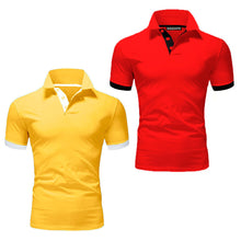 Load image into Gallery viewer, Summer T-shirt Polo Neck Men's Top T-shirt Polyester Color Block Fashion Simple Men's T-shirt