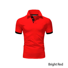 Load image into Gallery viewer, Summer T-shirt Polo Neck Men's Top T-shirt Polyester Color Block Fashion Simple Men's T-shirt