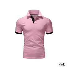 Load image into Gallery viewer, Summer T-shirt Polo Neck Men's Top T-shirt Polyester Color Block Fashion Simple Men's T-shirt