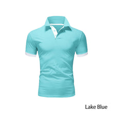 Load image into Gallery viewer, Summer T-shirt Polo Neck Men's Top T-shirt Polyester Color Block Fashion Simple Men's T-shirt
