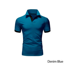 Load image into Gallery viewer, Summer T-shirt Polo Neck Men's Top T-shirt Polyester Color Block Fashion Simple Men's T-shirt