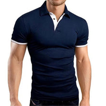 Load image into Gallery viewer, Summer T-shirt Polo Neck Men's Top T-shirt Polyester Color Block Fashion Simple Men's T-shirt