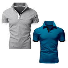 Load image into Gallery viewer, Summer T-shirt Polo Neck Men's Top T-shirt Polyester Color Block Fashion Simple Men's T-shirt