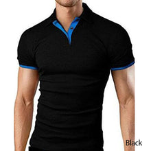 Load image into Gallery viewer, Summer T-shirt Polo Neck Men's Top T-shirt Polyester Color Block Fashion Simple Men's T-shirt