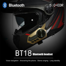 Load image into Gallery viewer, BT18 Bluetooth 5.0 Motor Helmet Headset Wireless Handsfree Stereo Earphone Motorcycle Hifi Headphones