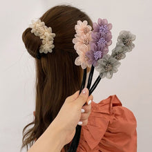 Load image into Gallery viewer, 1Pc Women Elegant Bud Chiffon Flower Bun Maker Maruko Hairstyle Making Long Tool Sweet Hair Braide Rope Hairbands Accessories