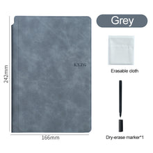 Load image into Gallery viewer, A5 Reusable Whiteboard Notebook Leather Memo Free Whiteboard Pen Erasing Cloth Weekly Planner Portable Stylish Office Notebooks
