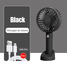 Load image into Gallery viewer, Portable USB Chargeable Mini Fan Handheld Fans with Base Summer Outdoor 3 Speed Adjustable Air Cooling Fan with Phone Holder