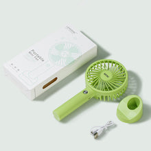 Load image into Gallery viewer, Portable USB Chargeable Mini Fan Handheld Fans with Base Summer Outdoor 3 Speed Adjustable Air Cooling Fan with Phone Holder
